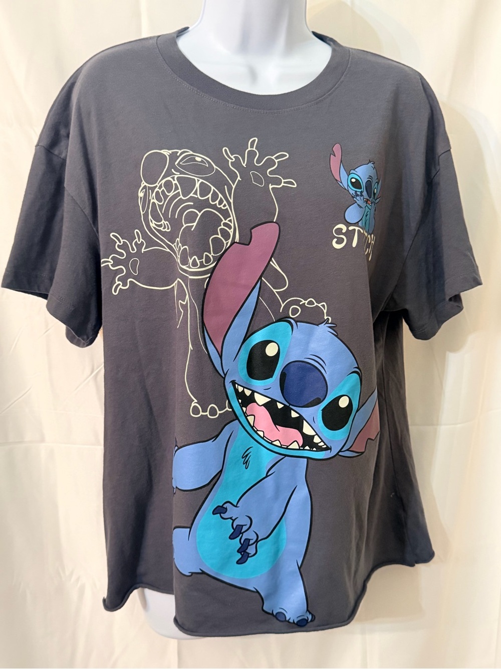 Disney Gray Short Sleeve Graphic Tee Stitch XXL